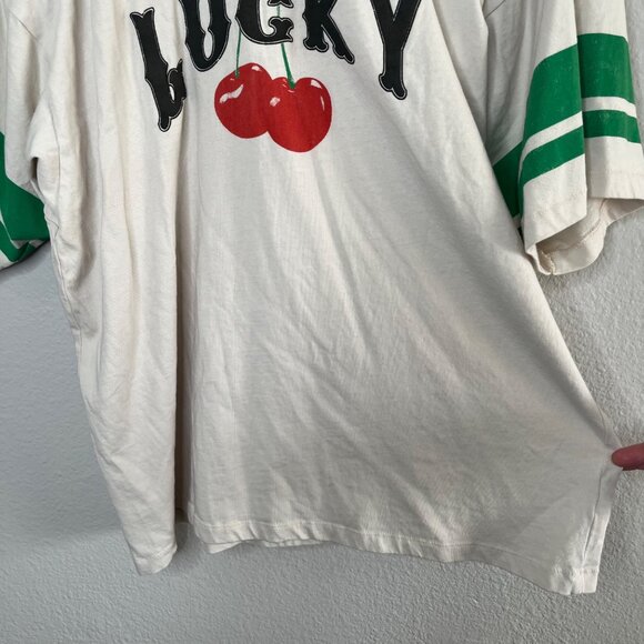 Daydreamer Womens Lucky Cherry Graphic Top Baseball Tee Small - Picture 6 of 10